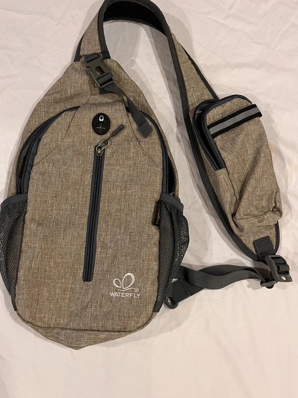 Waterfly Sling Backpack Shoulder Chest Bag for Travel Hiking Camping Tan Unisex